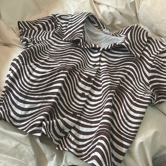 Garage Brown White‎ Zebra Printed Top Size XS - Picture 1 of 7